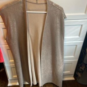 Reversible long vest by J Jill... amazing details... shimmery gold on one side